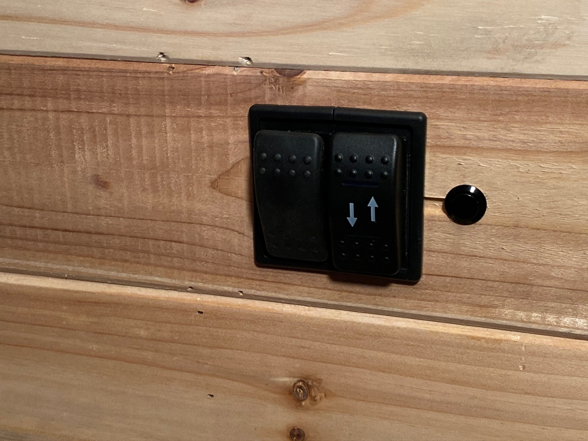 close up view of van light switches