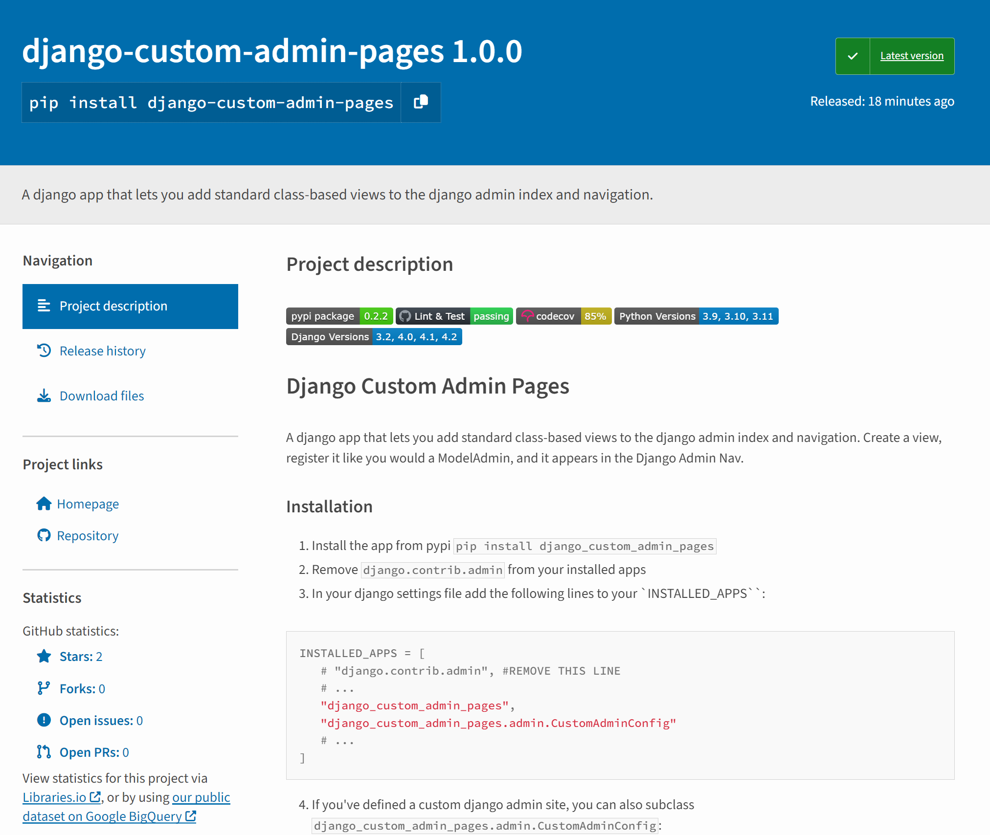Django Custom Admin Pages
